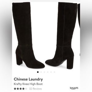 Suede Chinese Laundry Krafts Knee High Boot- Black, 7.5